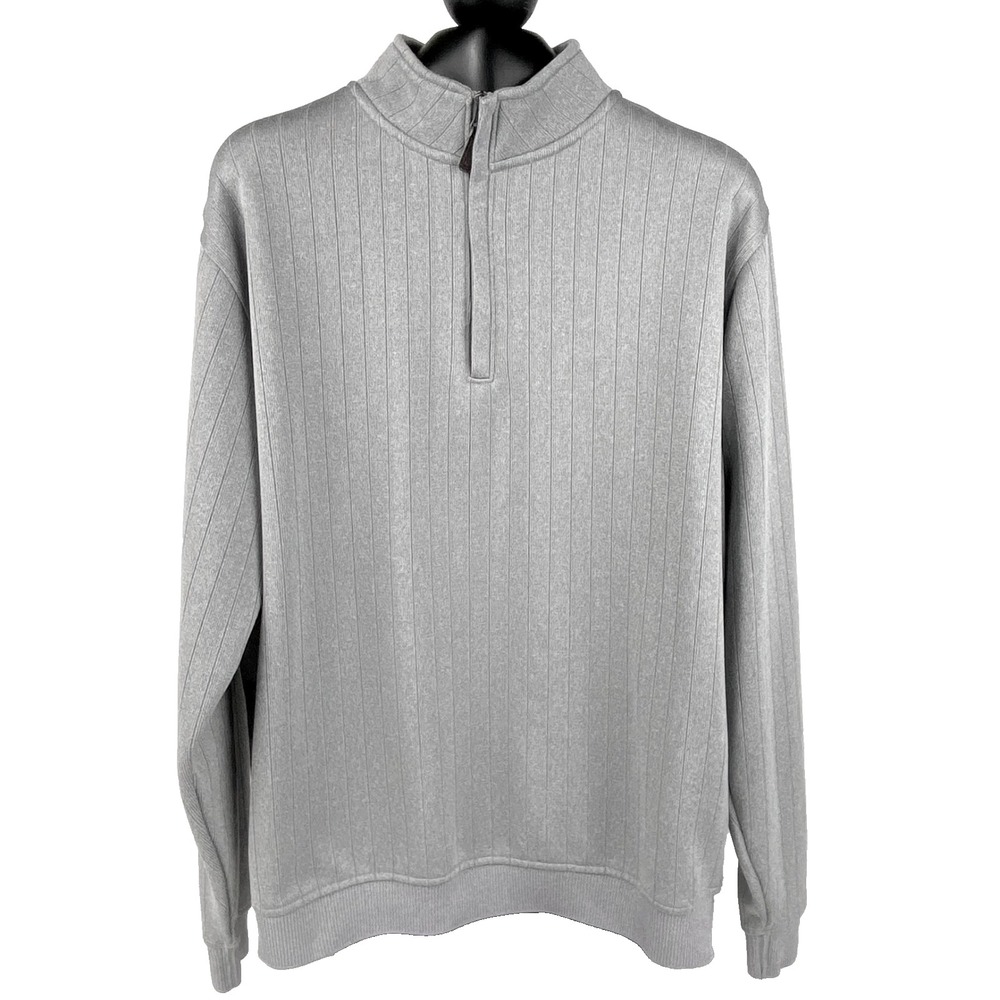 FootJoy Zip Pullover Sweater Men's Large Gray Ribbed Golf Shirt 1/4 Zip LKNU
